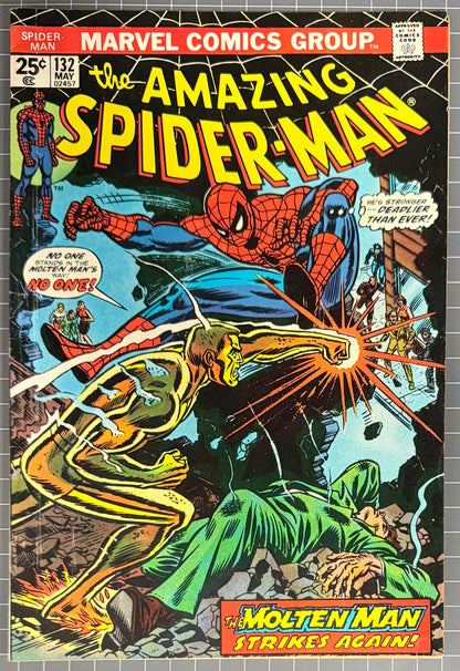 🔑 THE AMAZING SPIDER-MAN #132 [MARVEL COMICS] DIRECT 1974 VG