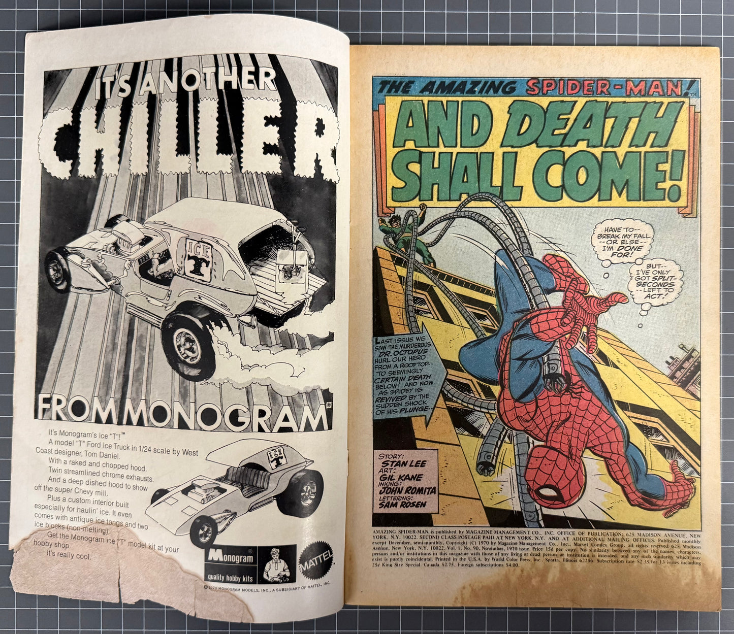 🔑 THE AMAZING SPIDER-MAN #90 [MARVEL COMICS] *DEATH CAPT. GEORGE STACY* 1970 GD-