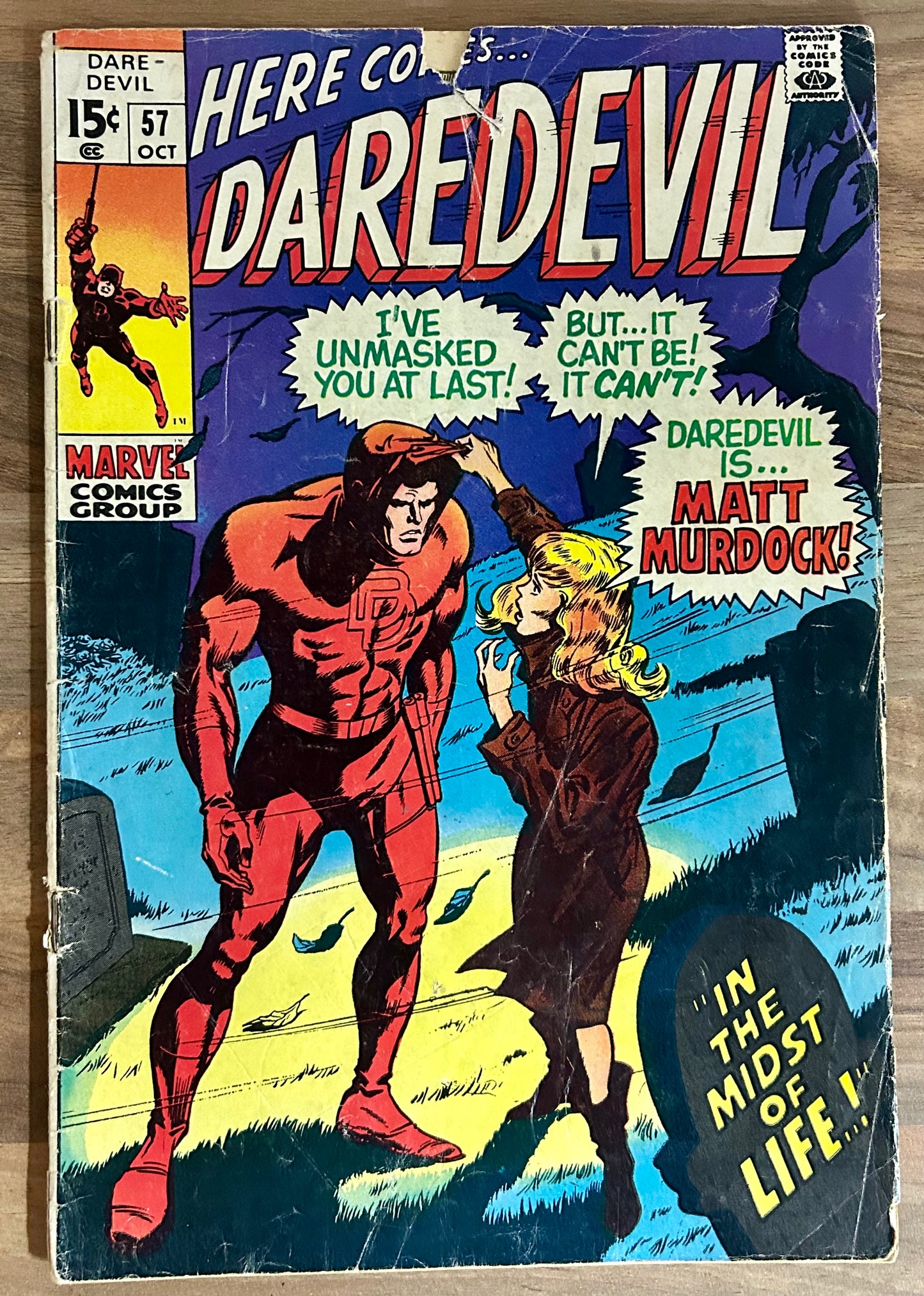 🔑 DAREDEVIL #57 [MARVEL COMICS] DIRECT *IDENTITY REVEAL* 1969 GD