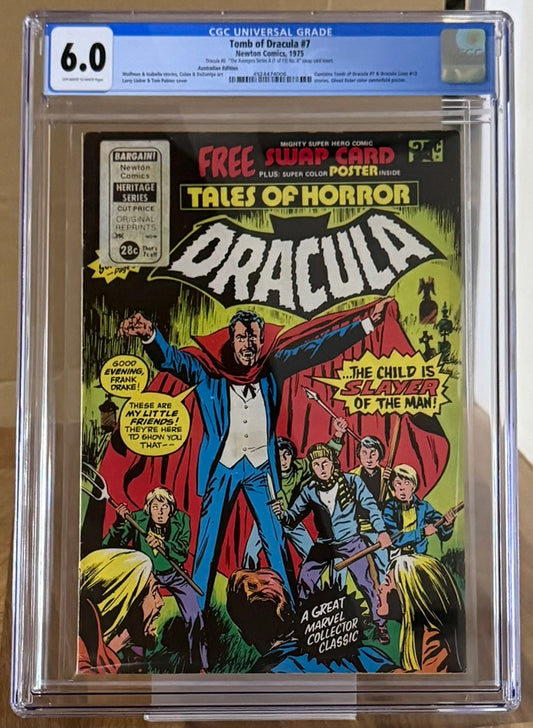 🔑 DRACULA #6 (#7) + POSTER + SWAP CARD CGC 6.0 [NEWTON COMICS] AUSTRALIAN 1975