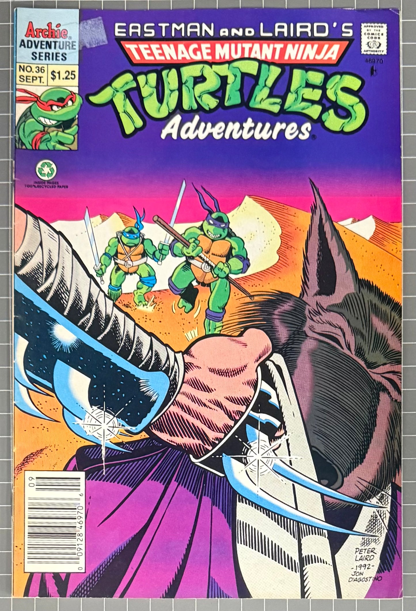 TEENAGE MUTANT NINJA TURTLES ADVENTURES #36 [ARCHIE] NEWSSTAND COMIC 1992 FN/VF