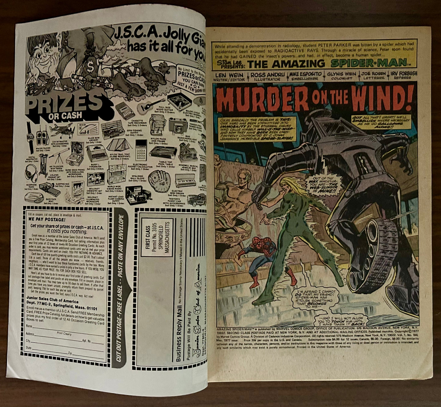 THE AMAZING SPIDER-MAN #168 [MARVEL COMICS] NEWSSTAND 1977