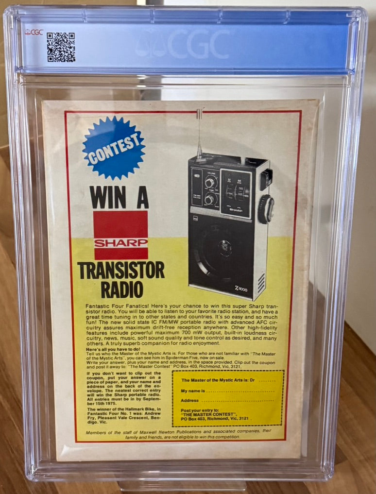 🔑 THE FANTASTIC FOUR #3 (#4) CGC 7.5 + POSTER [NEWTON COMICS] AUSTRALIAN MARVEL 1975