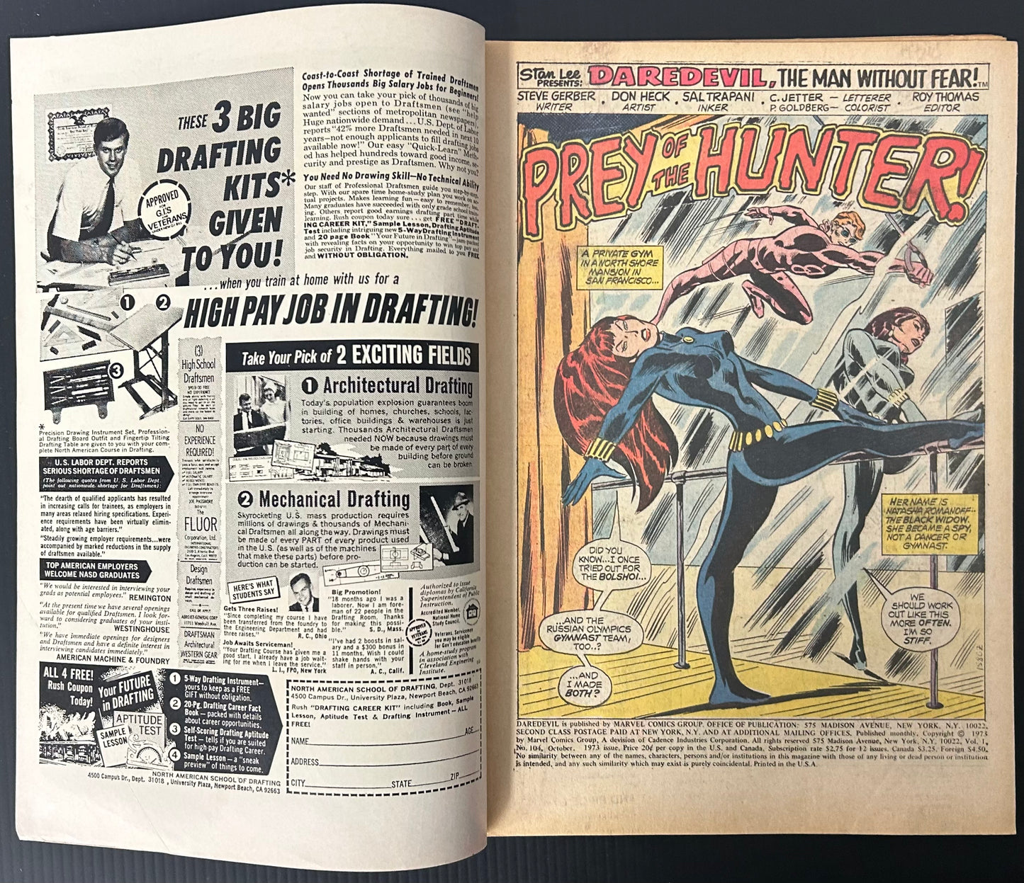 DAREDEVIL #104 [MARVEL COMICS] DIRECT 1973 VG+