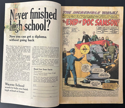 THE INCREDIBLE HULK #147 [MARVEL COMICS] DIRECT 1972 GD-