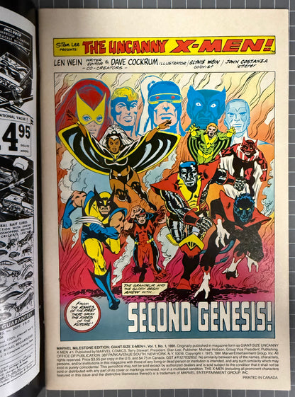 MARVEL MILESTONE EDITION: GIANT-SIZE X-MEN #1 [MARVEL COMICS] DIRECT 1991 VF/NM