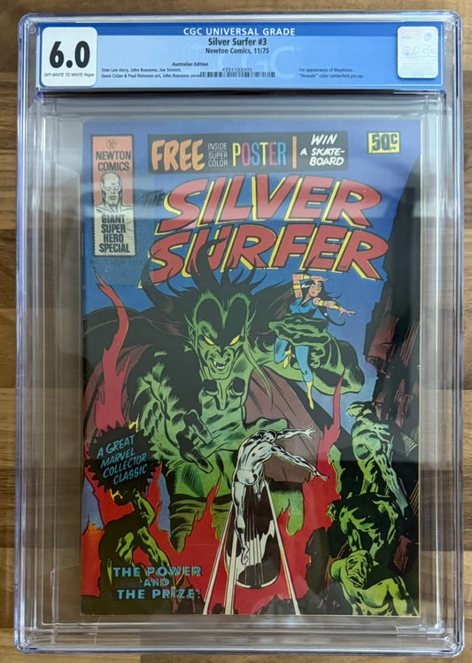 🔑 SILVER SURFER #3 CGC 6.0 + POSTER [NEWTON COMICS] AUSTRALIAN MARVEL 1975