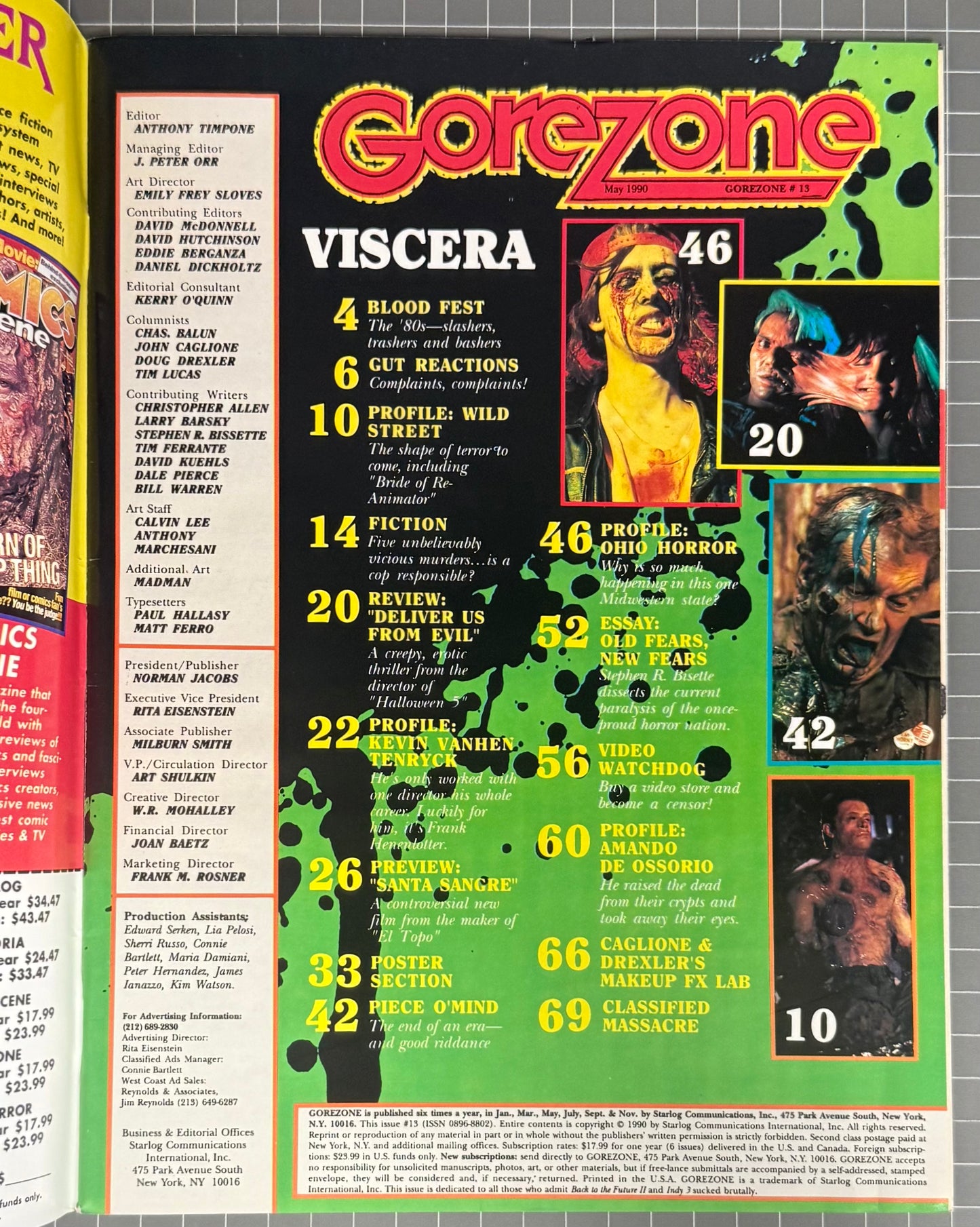 GOREZONE #13 + POSTER [STARLOG] HORROR MAGAZINE 1990
