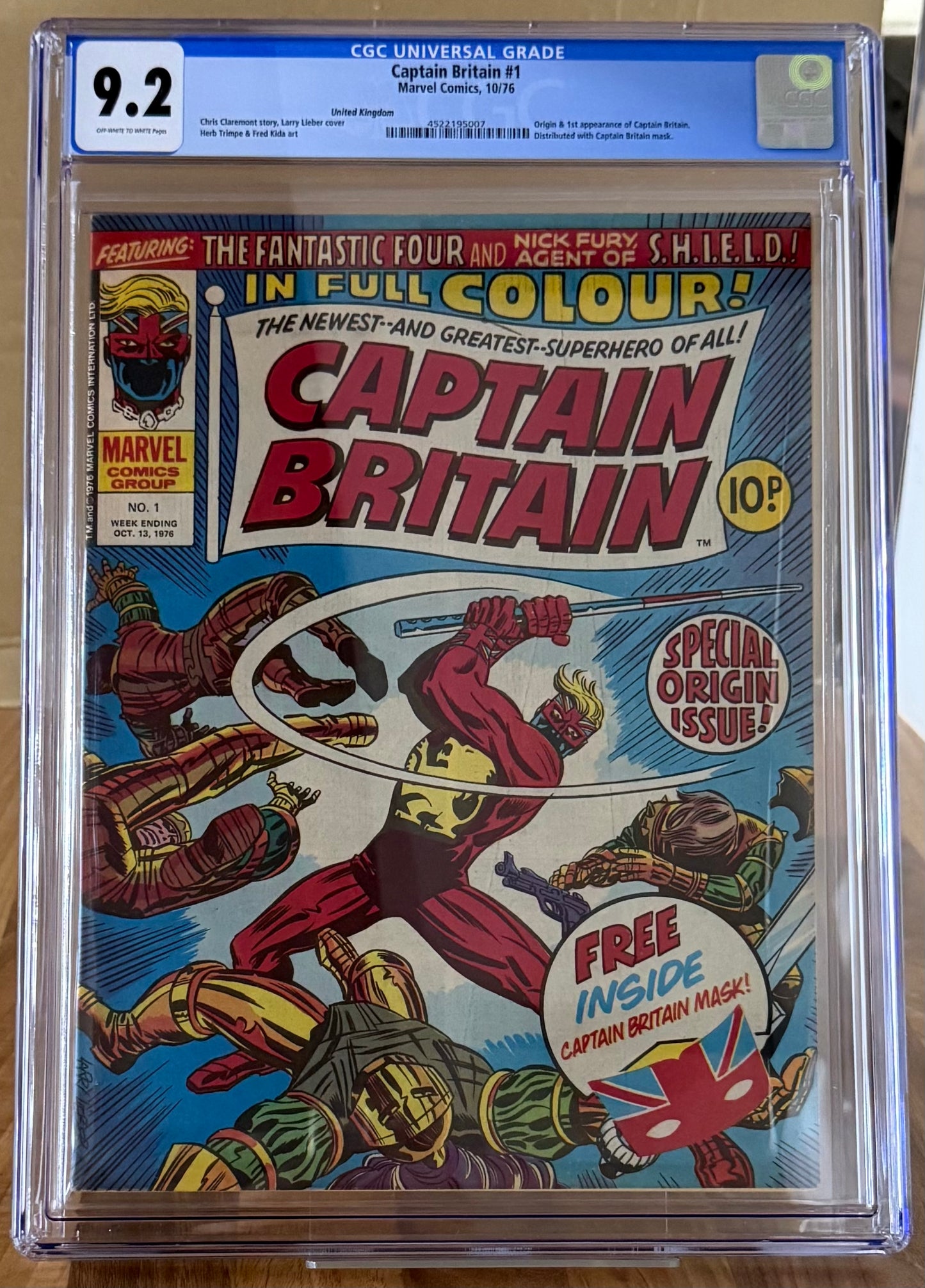 🔑 CAPTAIN BRITAIN #1 CGC 9.2 [MARVEL UK] *1ST APP. CAPTAIN BRITAIN* 1976