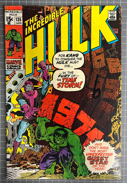 THE INCREDIBLE #135 [MARVEL COMICS] DIRECT 1970 VG+