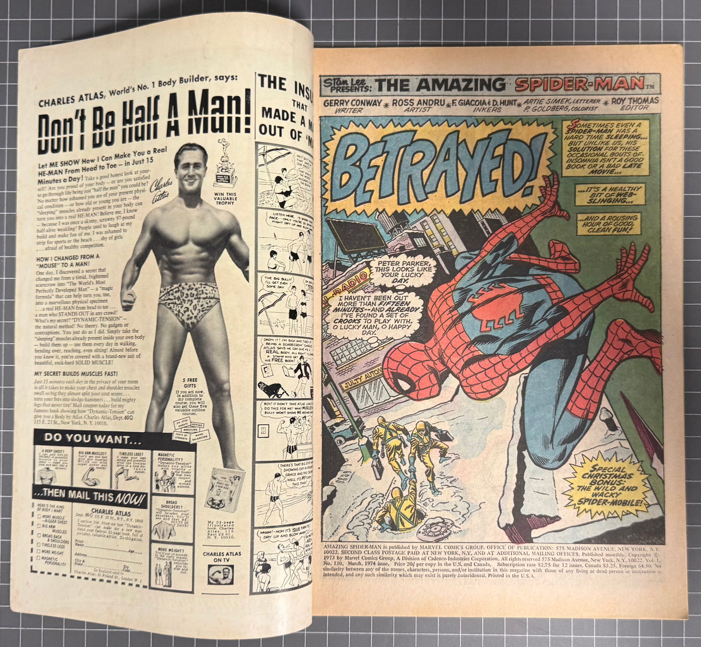 🔑 THE AMAZING SPIDER-MAN #130 [MARVEL COMICS] *DEBUT SPIDER-MOBILE* 1974 FN/VF