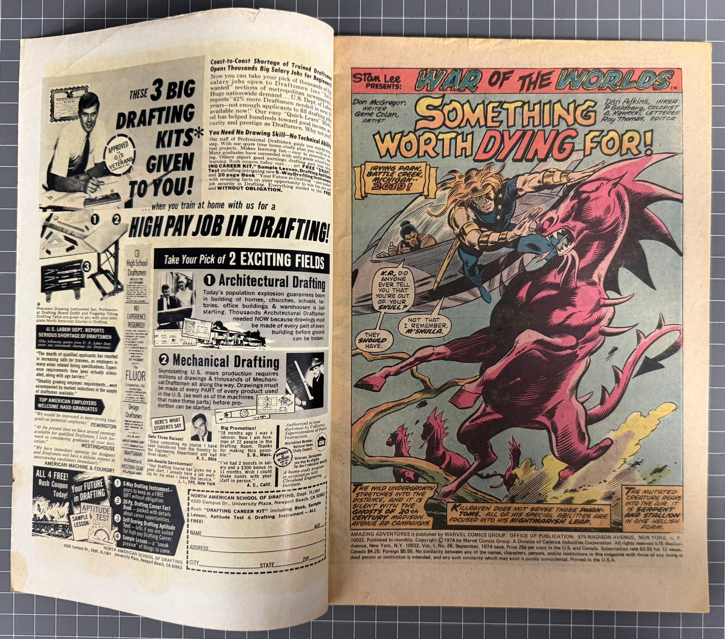AMAZING ADVENTURES #26 [MARVEL COMICS] *WAR OF THE WORLDS* 1974 VG