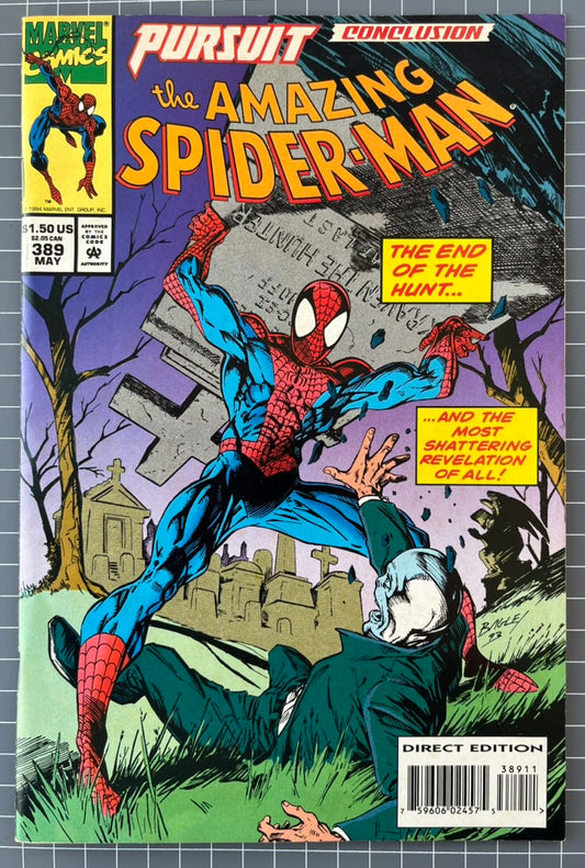 🔑 THE AMAZING SPIDER-MAN #389 [MARVEL COMICS] *CHAMELEON ORIGIN* 1994 FN/VF
