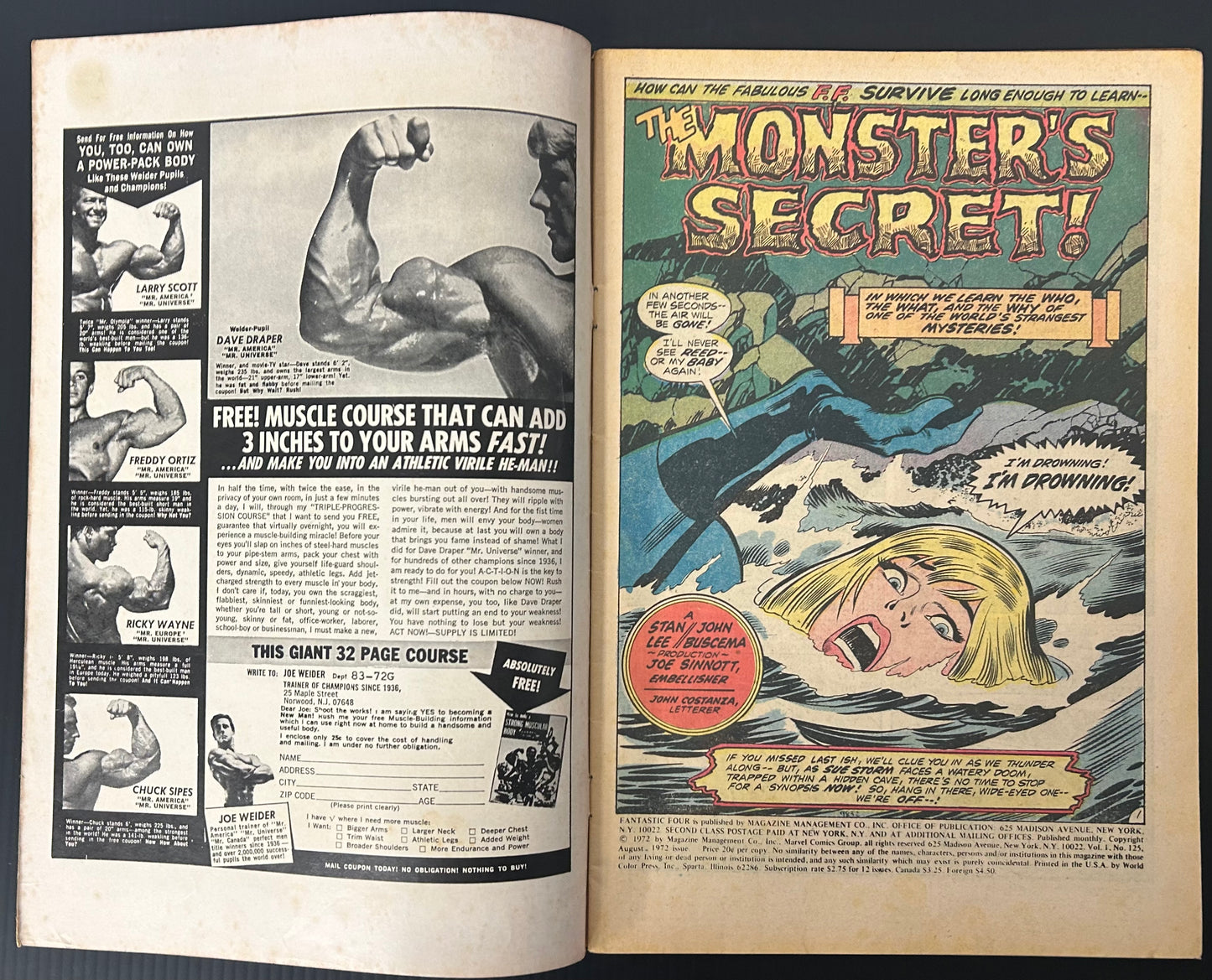 🔑 FANTASTIC FOUR #125 [MARVEL COMICS] *FINAL MONTHLY ISSUE BY STAN LEE* 1972 VG+