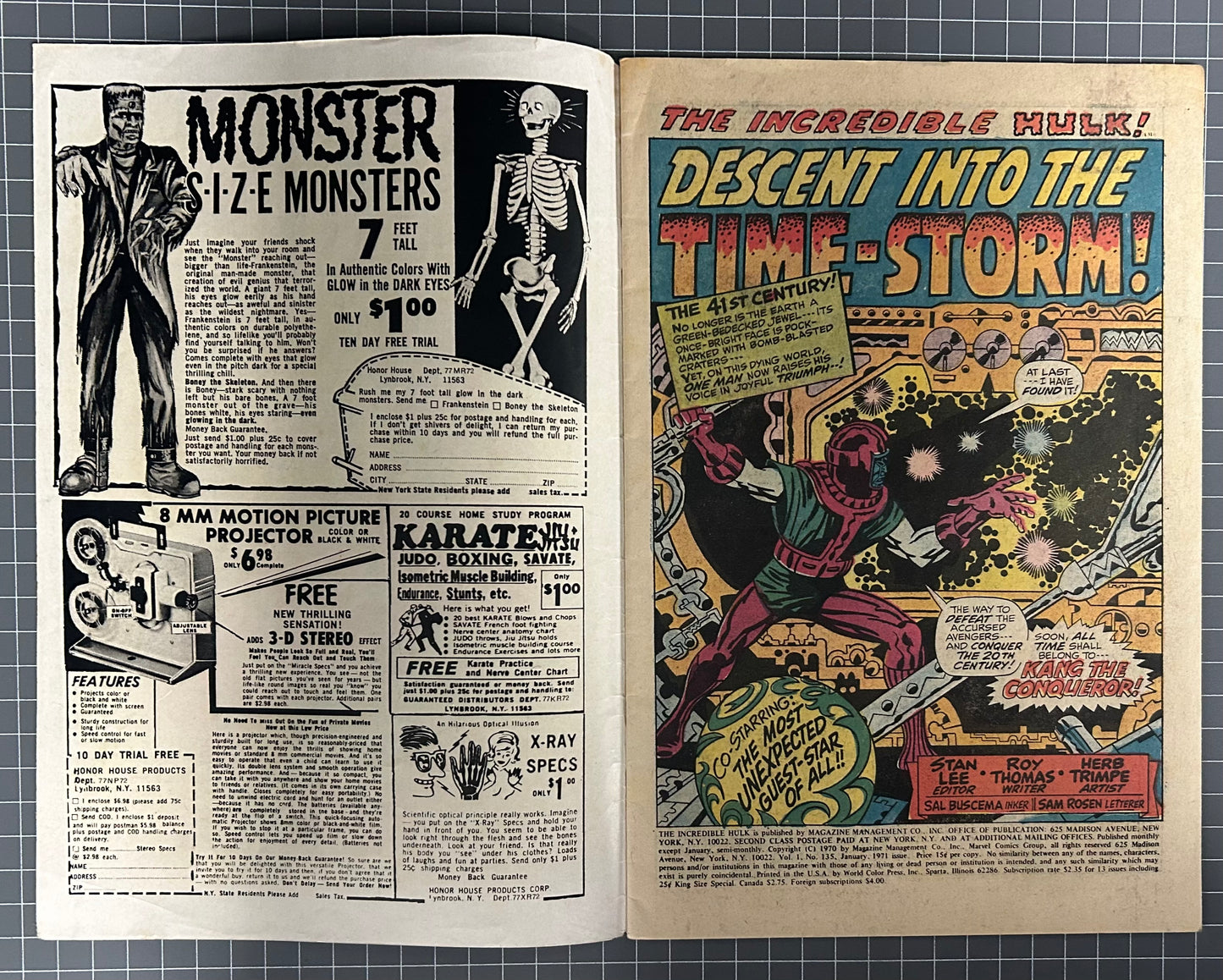 THE INCREDIBLE HULK #135 [MARVEL COMICS] DIRECT 1970 VG+