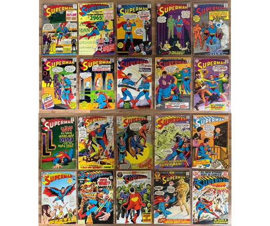 SUPERMAN #179-#255 [DC] NON SEQUENTIAL LOT 20 COMICS SILVER/BRONZE AGE BUNDLE