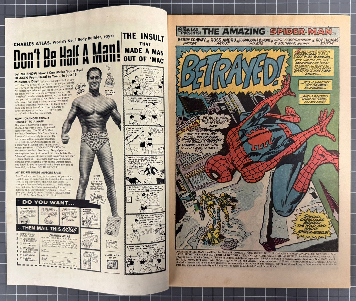 🔑 THE AMAZING SPIDER-MAN #130 [MARVEL COMICS] *DEBUT SPIDER-MOBILE* 1974 VG