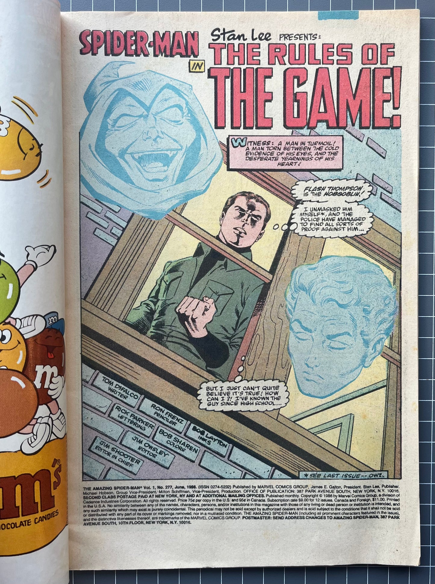 THE AMAZING SPIDER-MAN #277 [MARVEL COMICS] DIRECT 1986 FN+