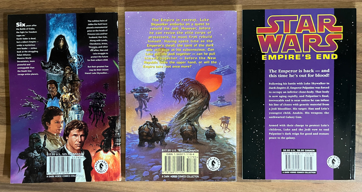 Star Wars Vol 1, 2, 3 Dark Empire, Dark Empire II, Empire's End Dark Horse Graphic Novels