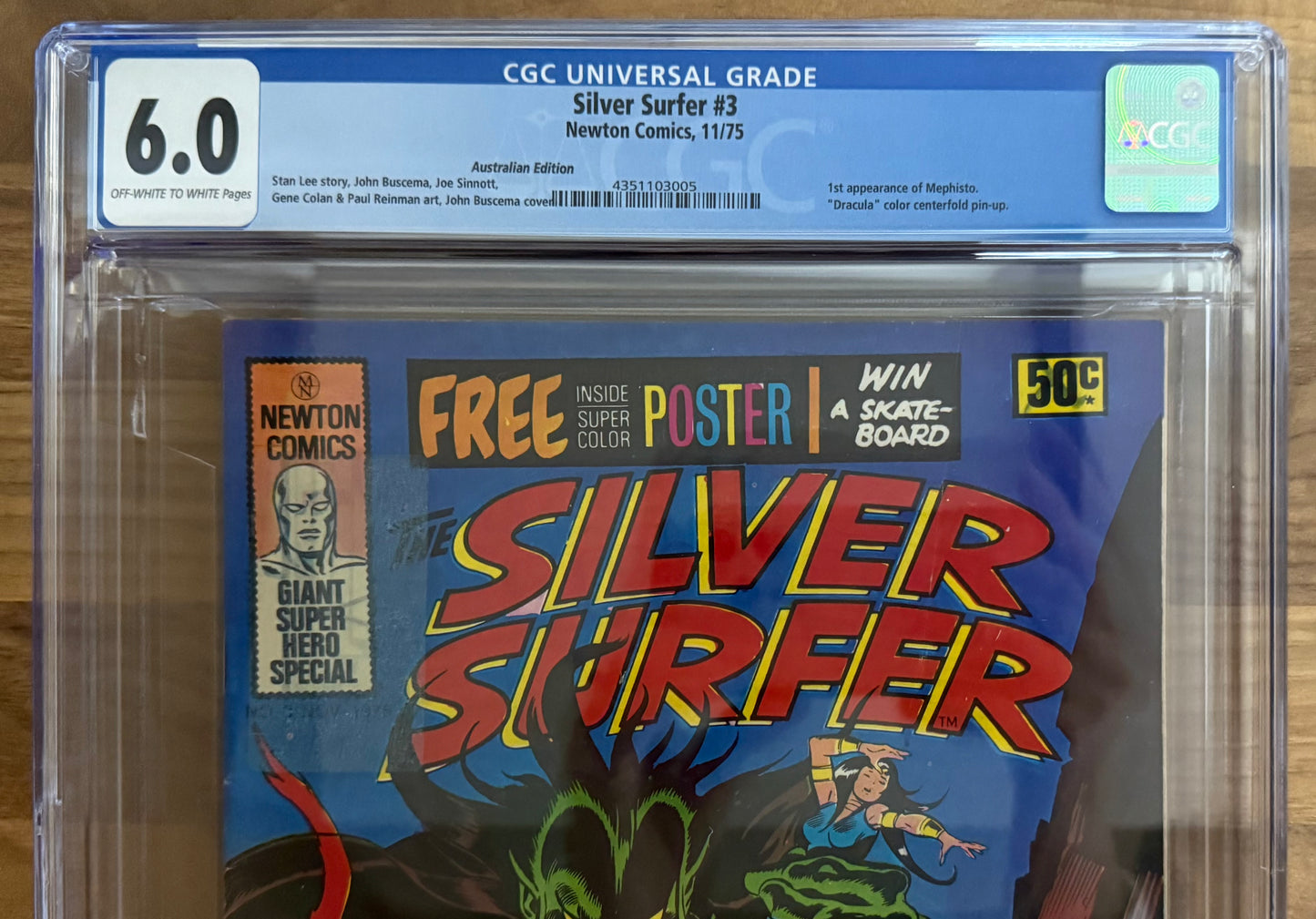 🔑 SILVER SURFER #3 CGC 6.0 + POSTER [NEWTON COMICS] AUSTRALIAN MARVEL 1975