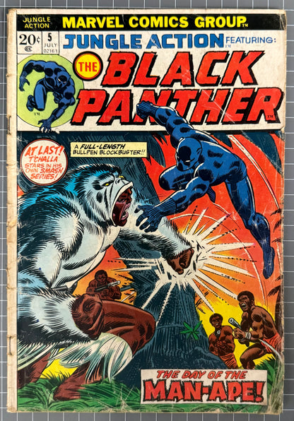 🔑 JUNGLE ACTION #5 [MARVEL COMICS] 1973 GD