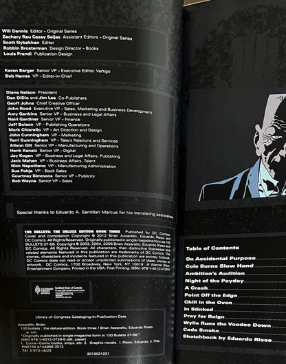 100 Bullets Book III - Azzarello, Risso HC/DJ Deluxe Edition 3, 2012 1st Print Vertigo