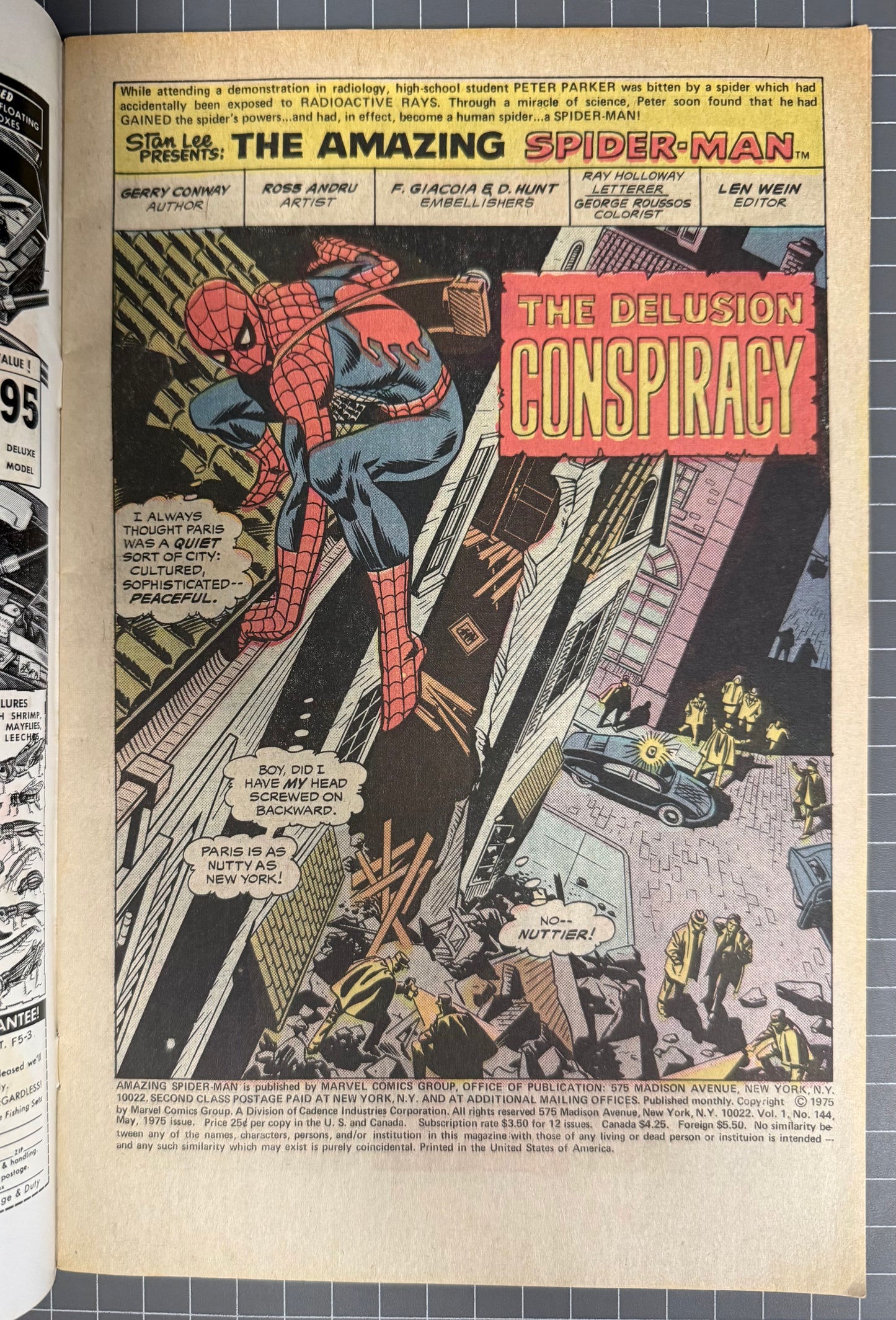 🔑 AMAZING SPIDER-MAN #144 [MARVEL COMICS] *1ST APP. GWEN STACY CLONE* 1975 FN