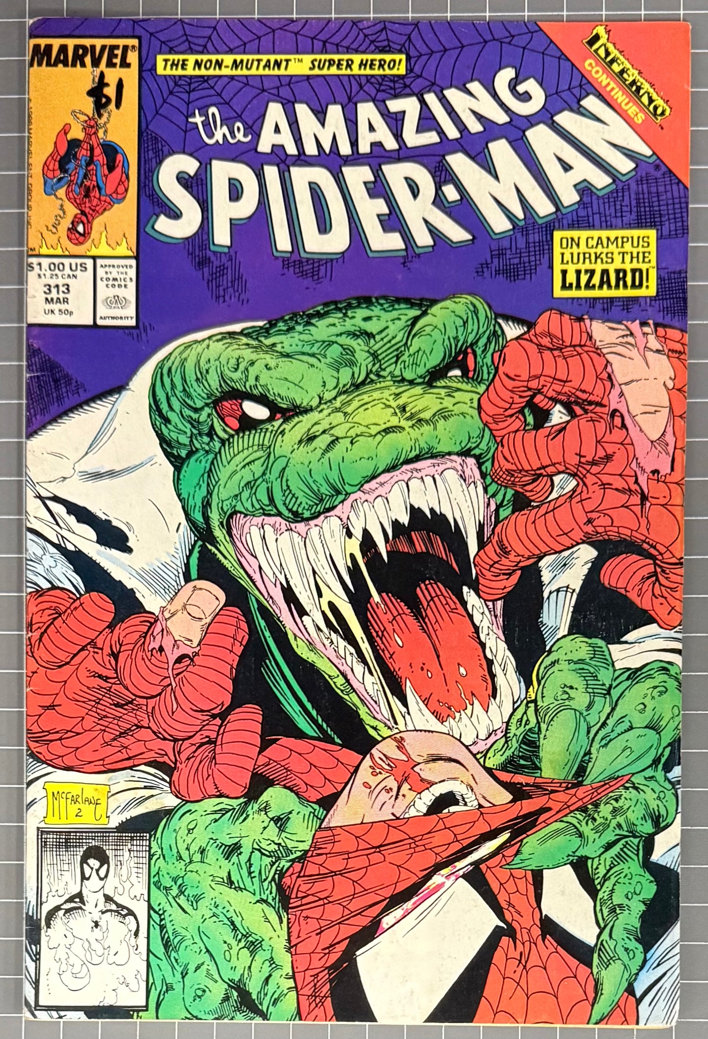 THE AMAZING SPIDER-MAN #313 [MARVEL COMICS] DIRECT 1989 VG/FN
