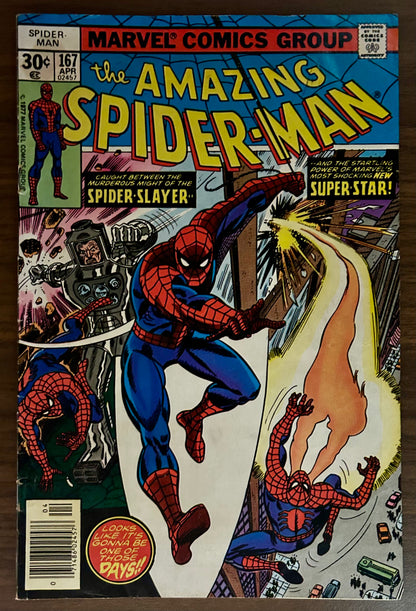 🔑 THE AMAZING SPIDER-MAN #167 [MARVEL COMICS] *WILL O' THE WISP DEBUT* 1977