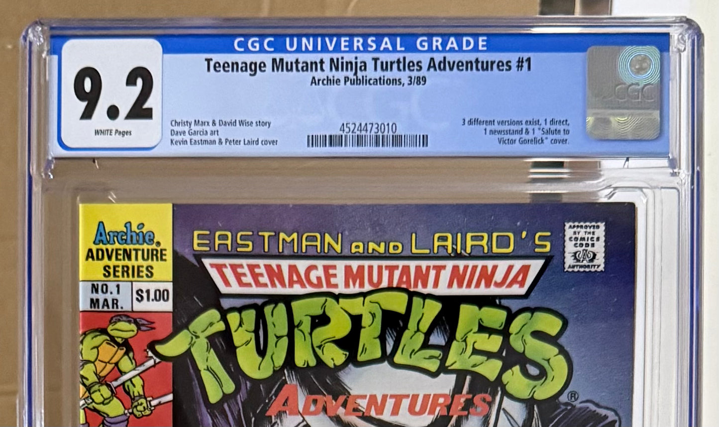 🔑 TEENAGE MUTANT NINJA TURTLES ADVENTURES #1 CGC 9.2 [ARCHIE COMICS] 1989
