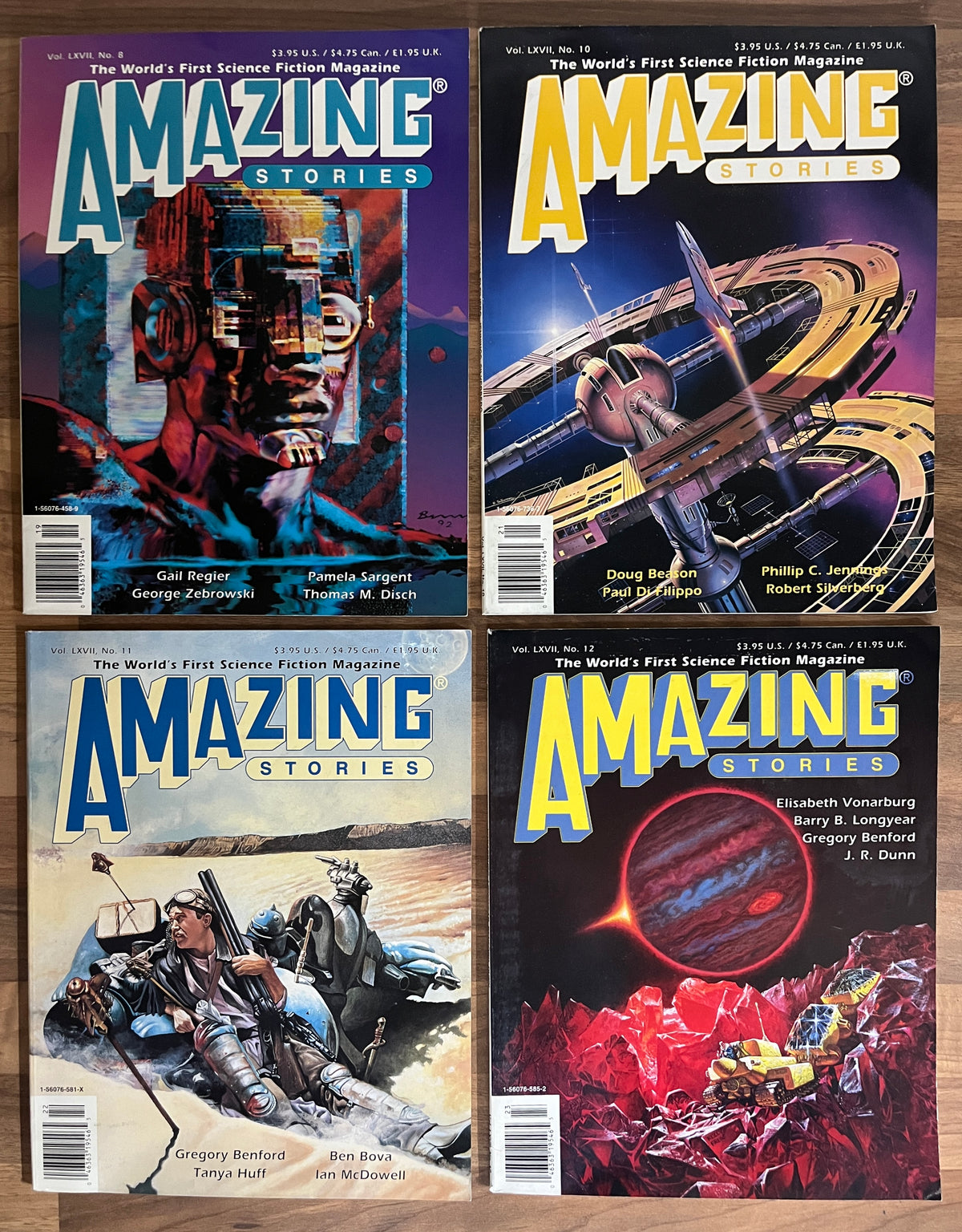 AMAZING STORIES MAGAZINE VOL LXVII 1992-1993 ISSUES 8 10 11 12 LOT UNREAD VG+