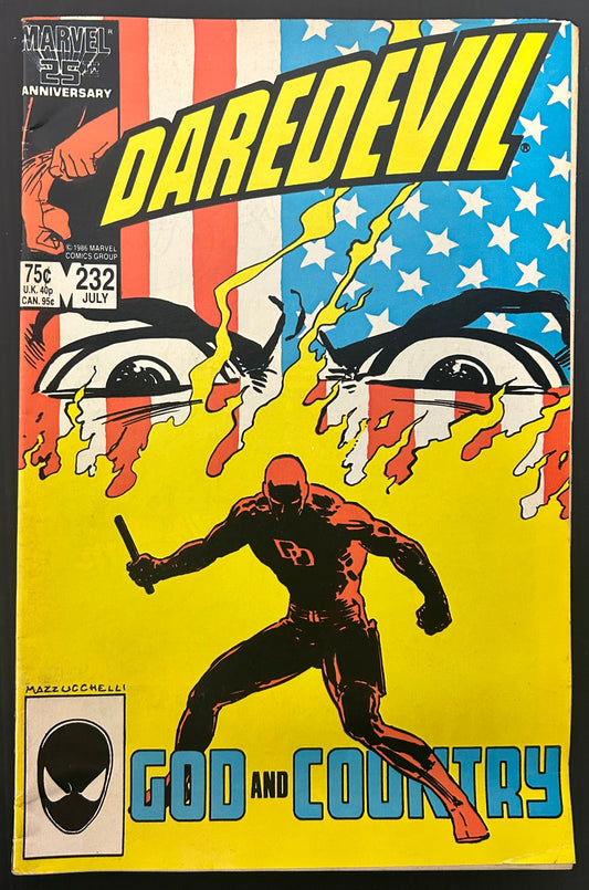 🔑 DAREDEVIL #232 [MARVEL COMICS] DIRECT *1ST APP. NUKE* 1986 FN-