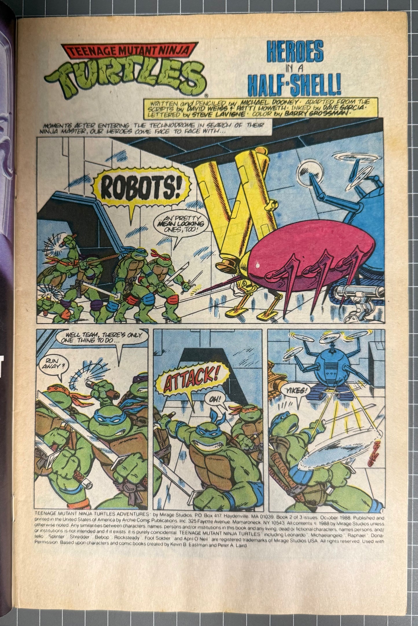 🔑 TEENAGE MUTANT NINJA TURTLES ADVENTURES #2 [ARCHIE] NEWSSTAND COMIC 1988 FN+