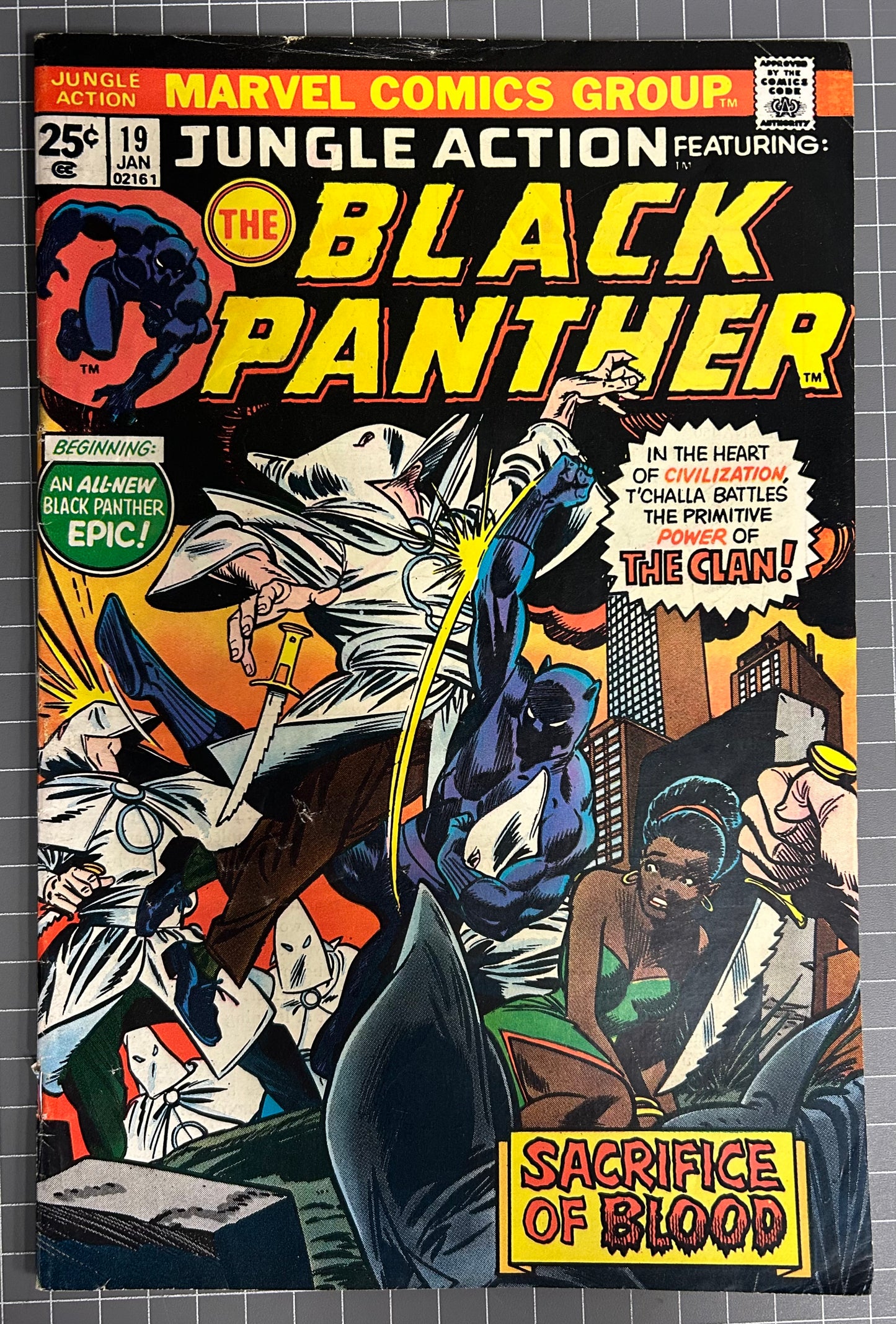 🔑 JUNGLE ACTION #19 [MARVEL COMICS] *BLACK PANTHER VS KU KLUX KLAN* 1976