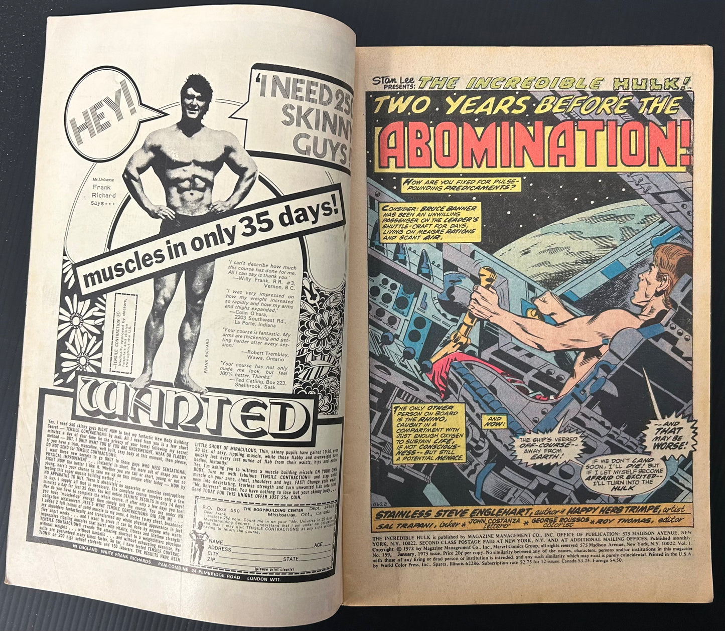 THE INCREDIBLE HULK #159 [MARVEL COMICS] DIRECT 1973 VG+