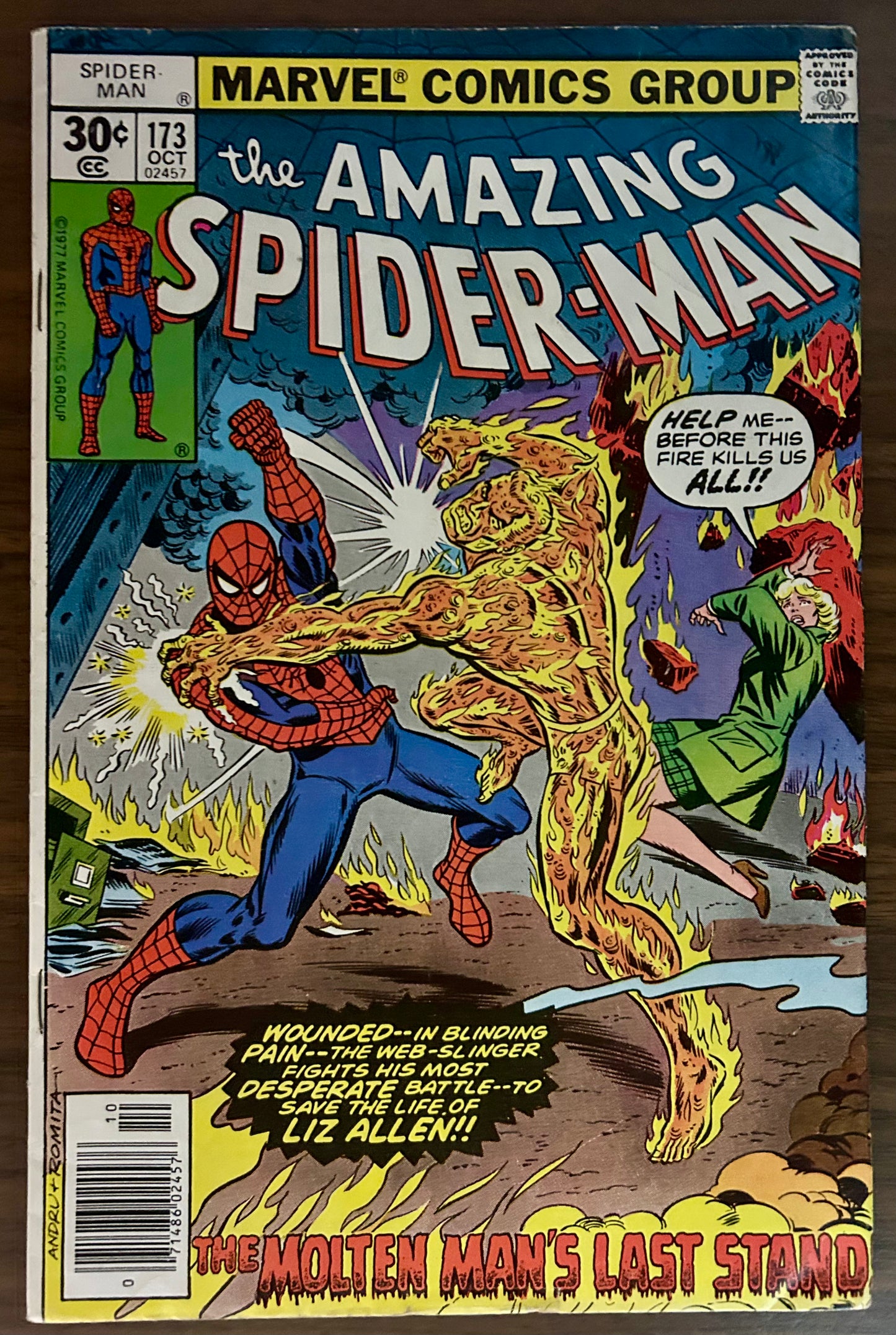 THE AMAZING SPIDER-MAN #173 [MARVEL COMICS] NEWSSTAND 1977 FN