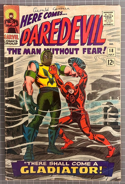 🔑  DAREDEVIL #18 [MARVEL COMICS] DIRECT *GLADIATOR DEBUT* 1966 GD/VG