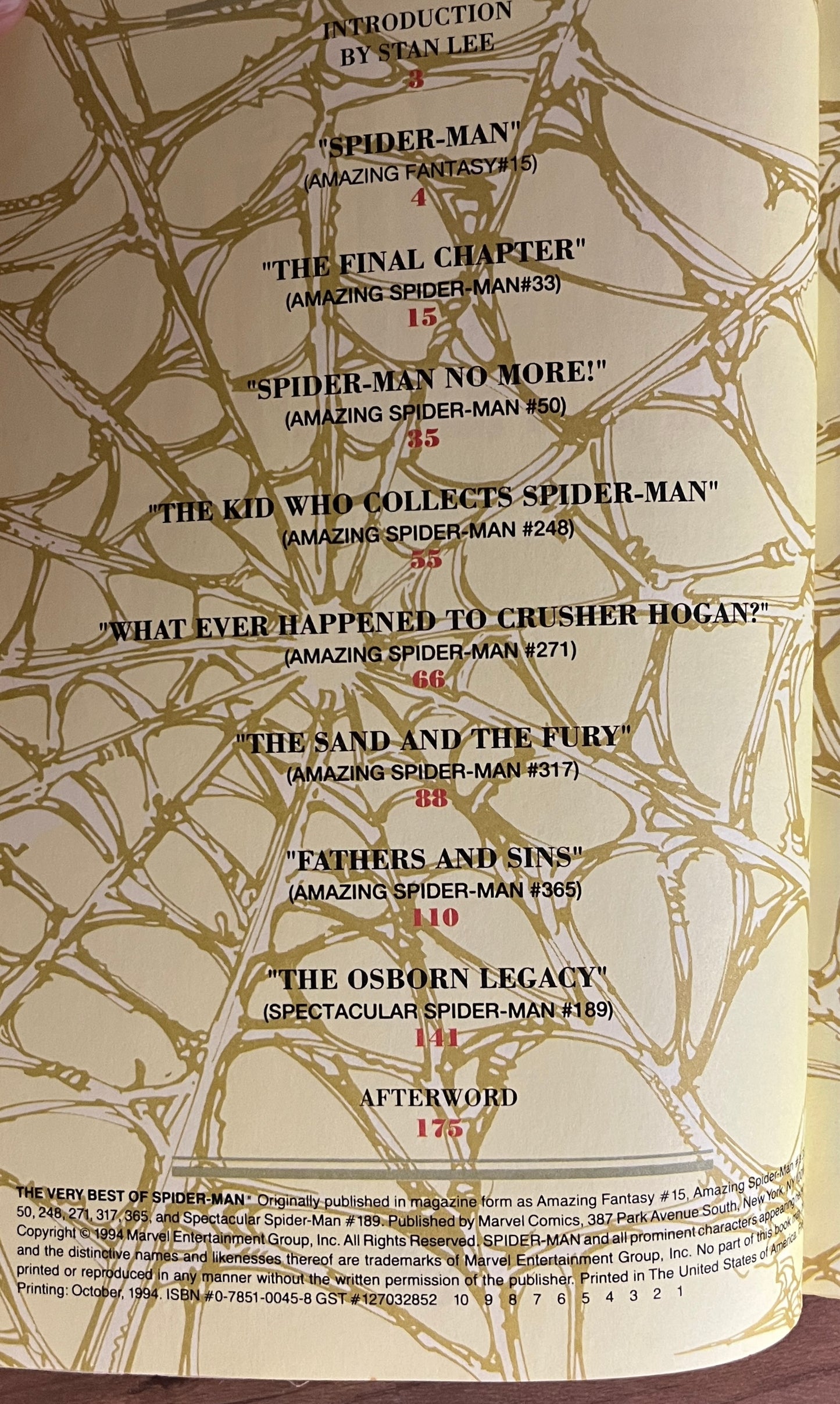 The Very Best of Spider-Man TPB 1994, Marvel 1st Edition/1st Print