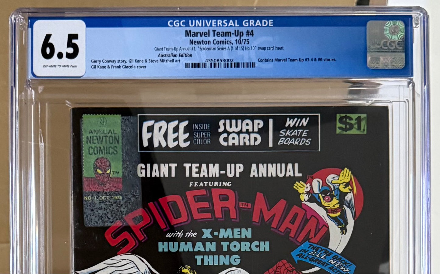 🔑 GIANT TEAM-UP ANNUAL #1 CGC 6.5 + SWAP CARD [NEWTON COMICS] AUSTRALIAN 1975