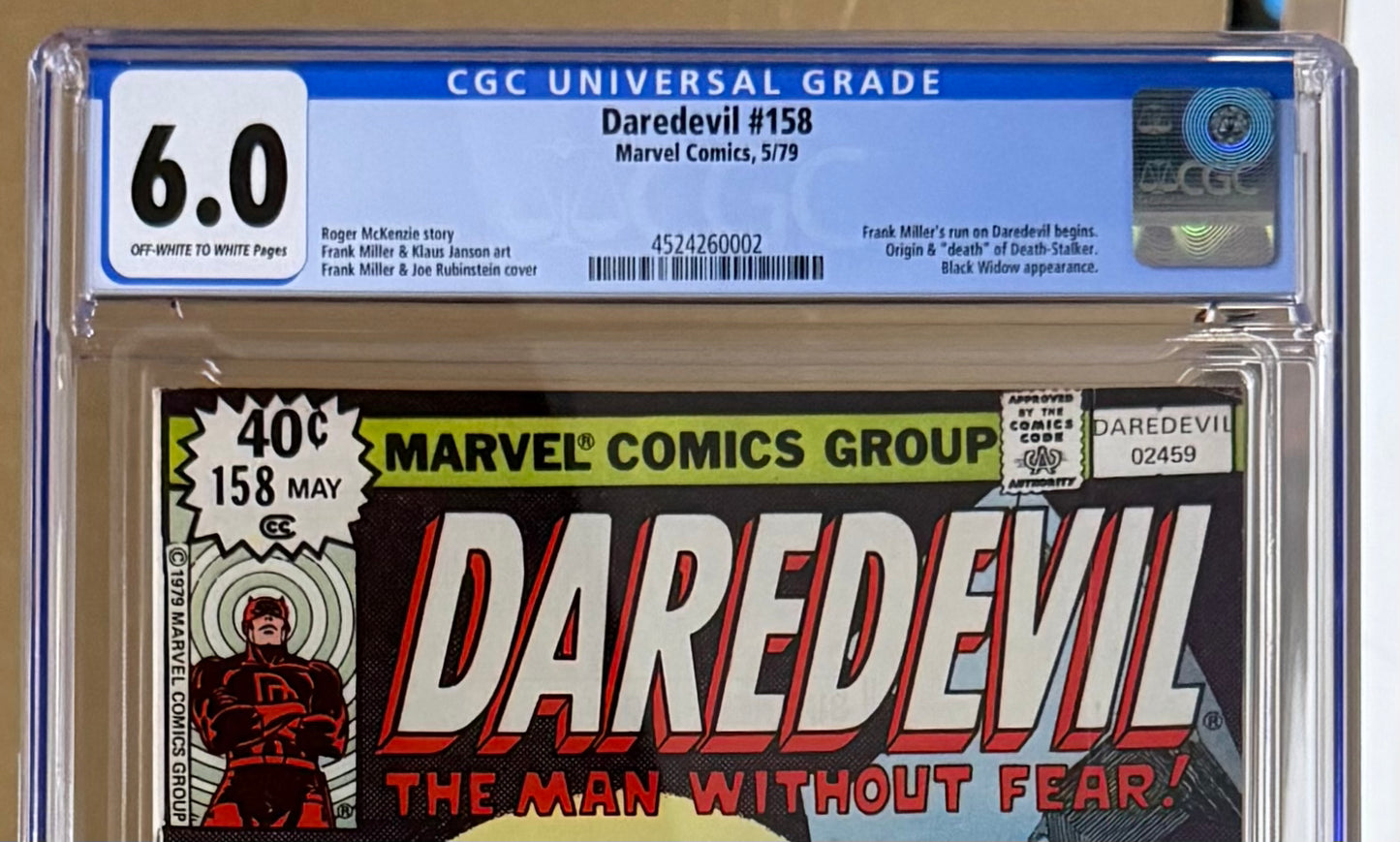 🔑 DAREDEVIL #158 CGC 6.0 [MARVEL COMICS] *1ST FRANK MILLER* 1979