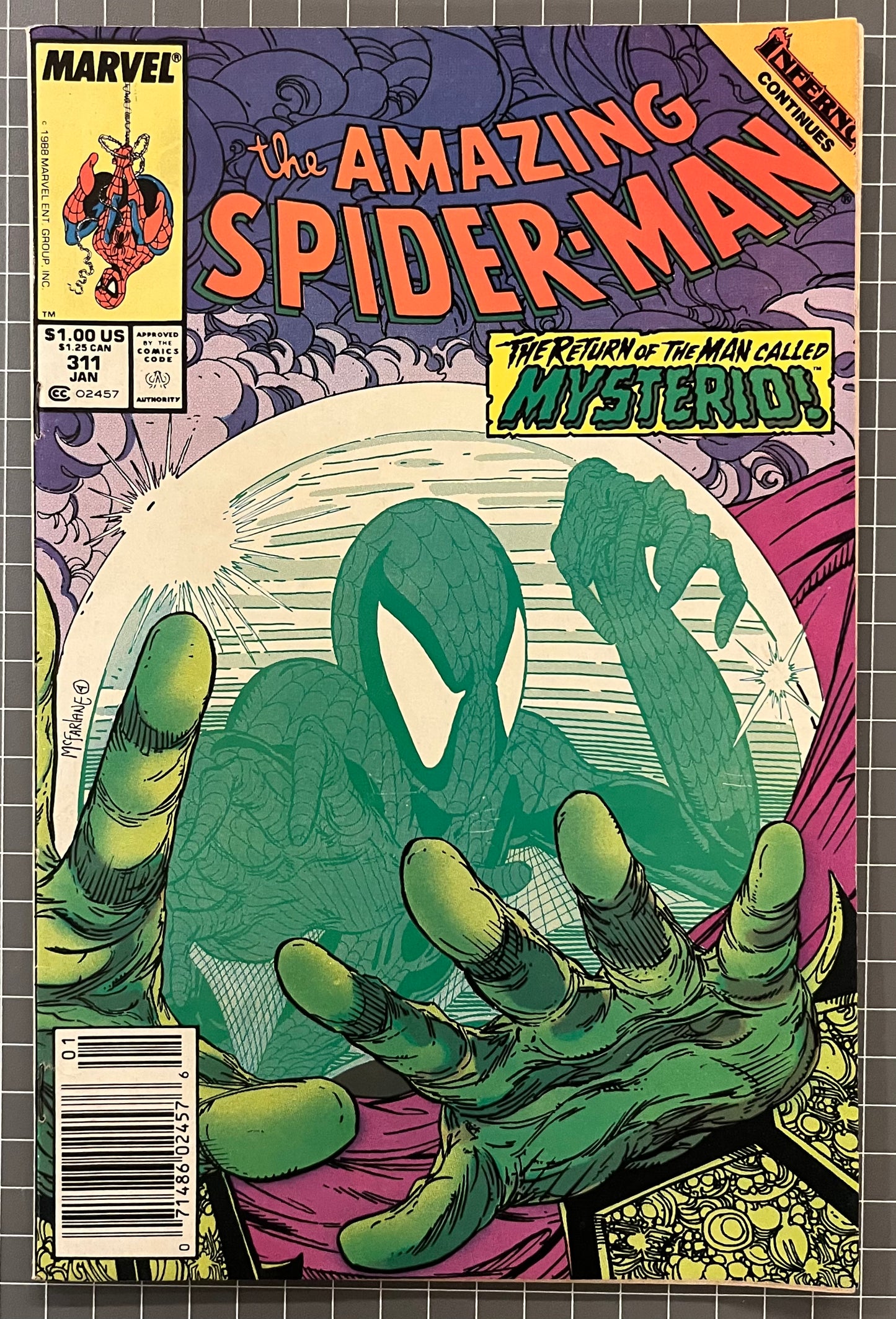 🔑 AMAZING SPIDER-MAN #311 [MARVEL COMICS] *TODD MCFARLANE MYSTERIO COVER* 1989 VF