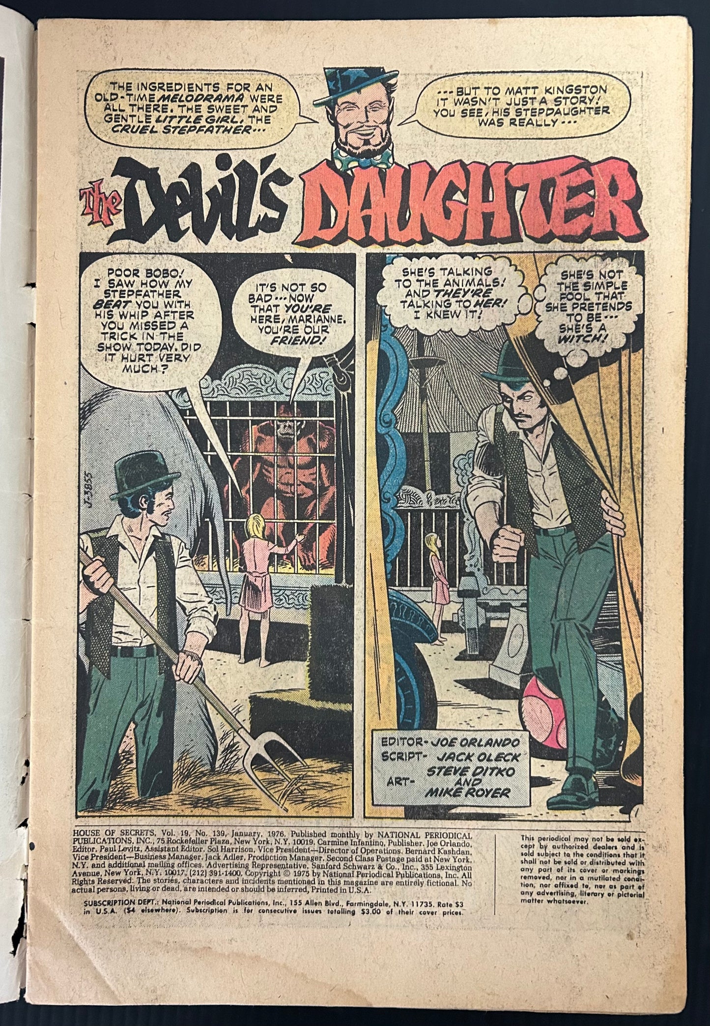 🔑 HOUSE OF SECRETS #139 [DC] COMIC *BERNIE WRIGHTSON COVER* 1976 GD-