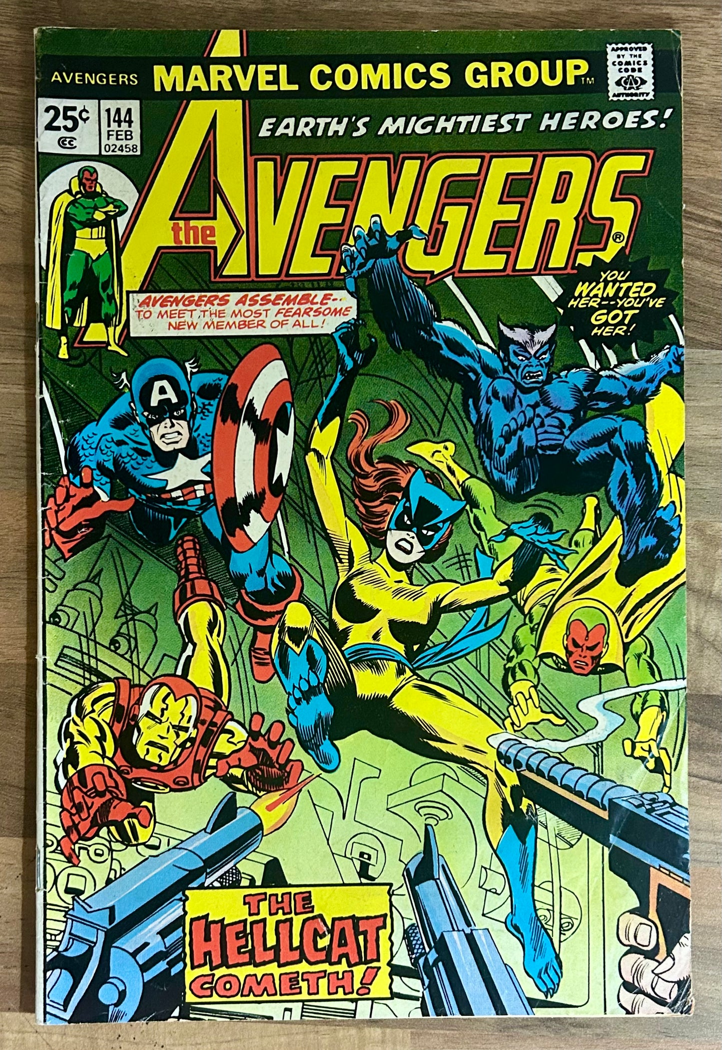 🔑 THE AVENGERS #144 [MARVEL COMICS] *HELLYCAT DEBUTS* 1976