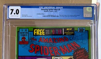 🔑 AMAZING SPIDER-MAN #4 CGC 7.0 + POSTER [NEWTON] AUSTRALIAN MARVEL COMIC 1975