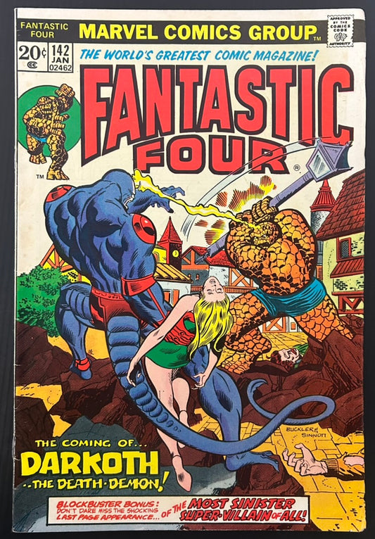🔑 FANTASTIC FOUR #142 [MARVEL COMICS] DIRECT *DARKOTH DEBUT* 1974 FN+