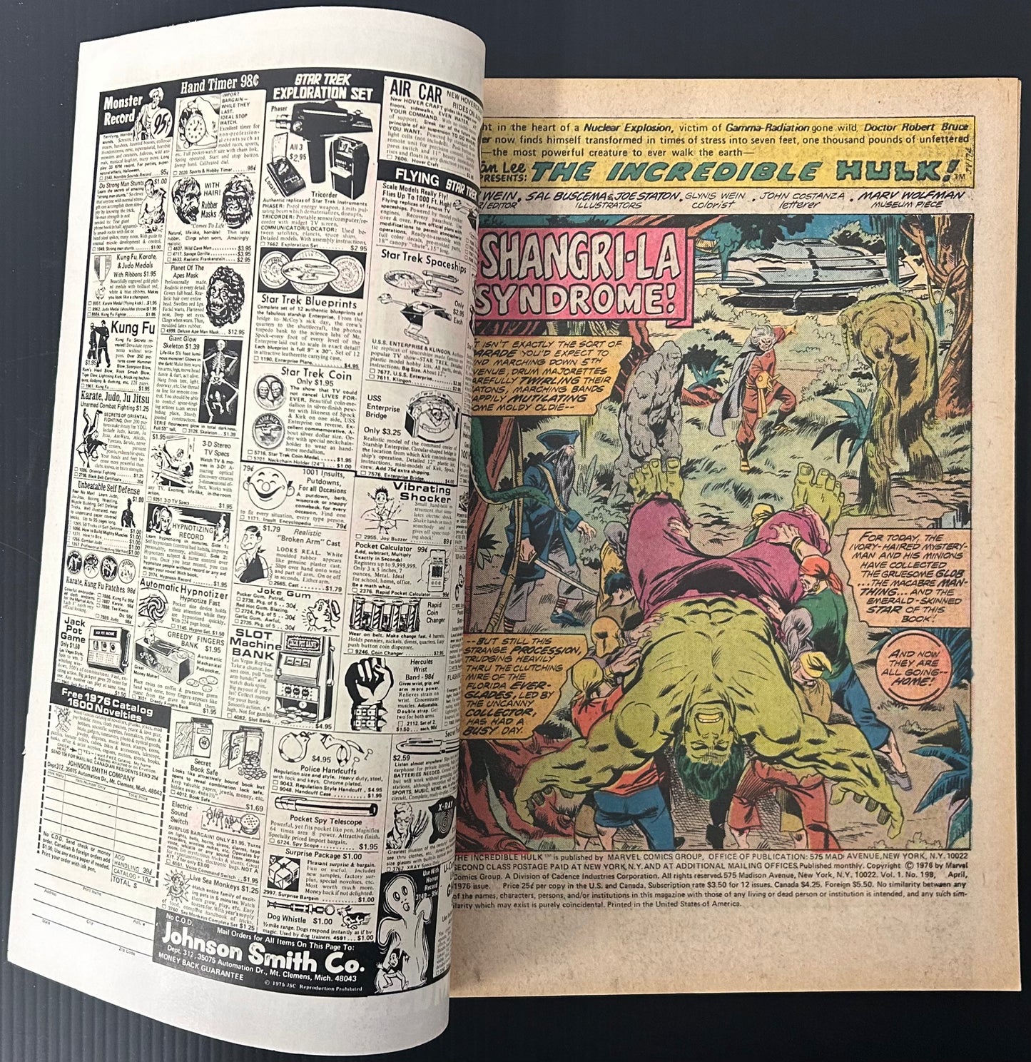 THE INCREDIBLE HULK #198 [MARVEL COMICS] DIRECT 1976 FN/VF