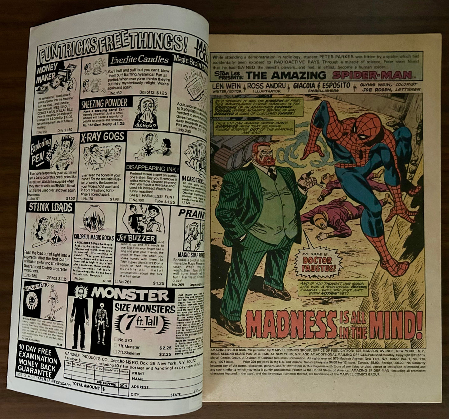 THE AMAZING SPIDER-MAN #170 [MARVEL COMICS] NEWSSTAND 1977