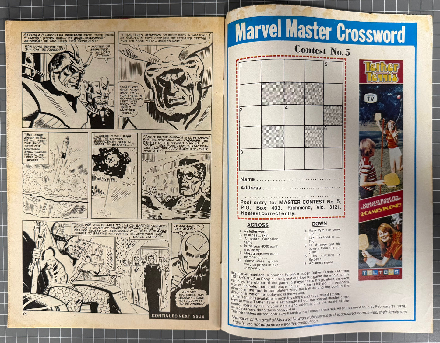 THE AVENGERS #14 + POSTER [NEWTON COMICS] AUSTRALIAN MARVEL 1976