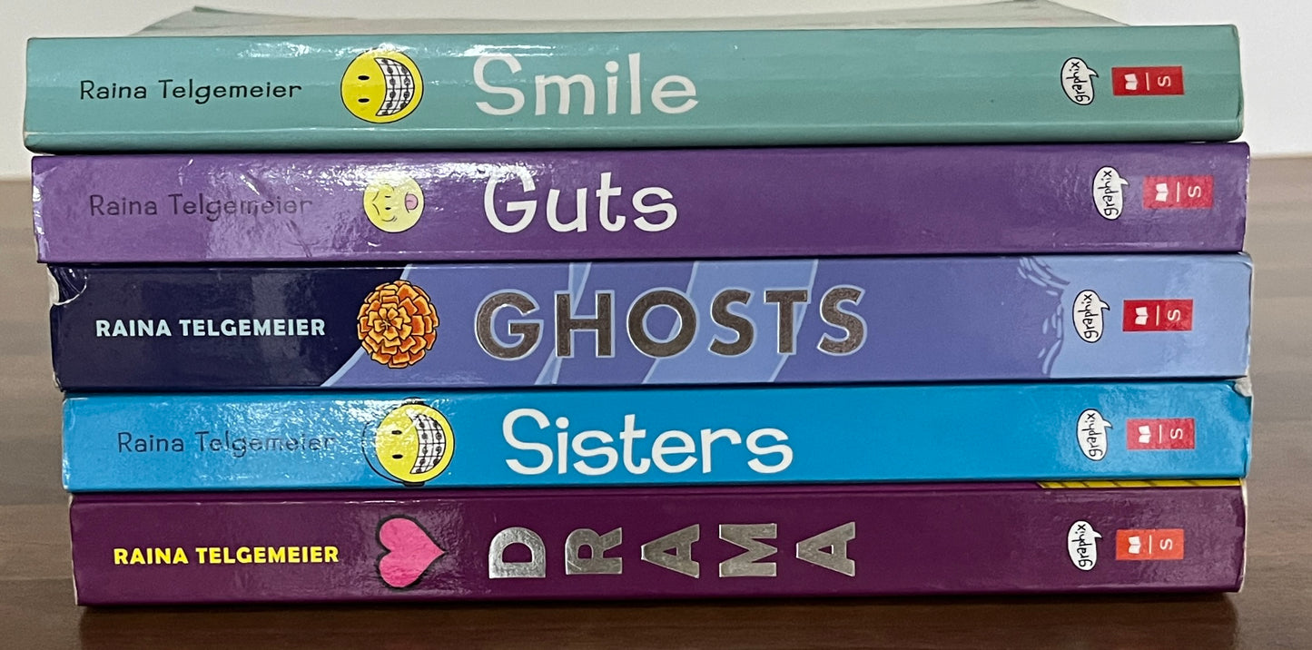 Lot of 5 Raina Telgemeier Books ~ Smile Sisters Guts Drama Ghosts