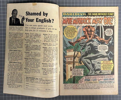 🔑 DAREDEVIL #27 [MARVEL COMICS] DIRECT *SPIDERMAN CROSSOVER* 1967 VG/FN